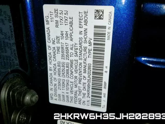 2HKRW6H35JH202893 фото 2