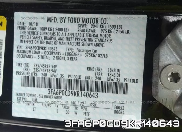 3FA6P0CD9KR140643 фото 9