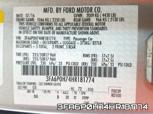 3FA6P0H74HR181774 фото 2