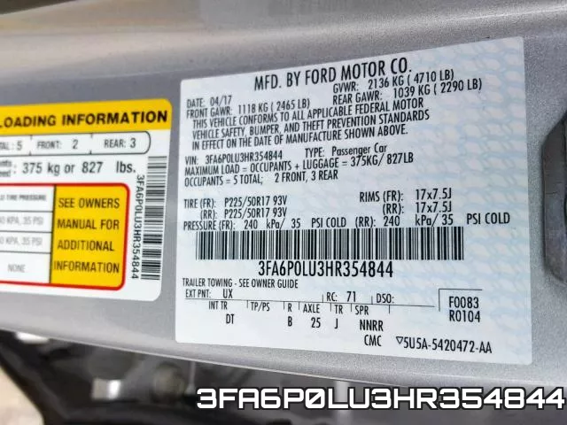 3FA6P0LU3HR354844 фото 2