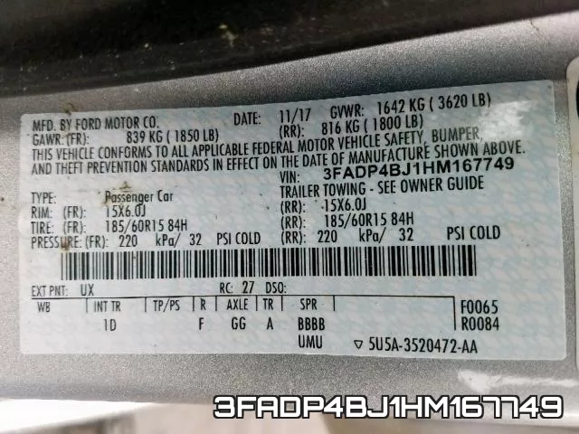 3FADP4BJ1HM167749 фото 2