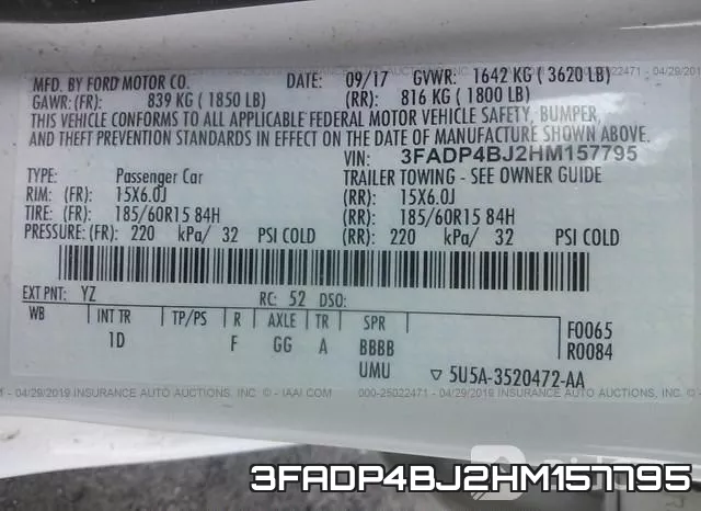 3FADP4BJ2HM157795 фото 10