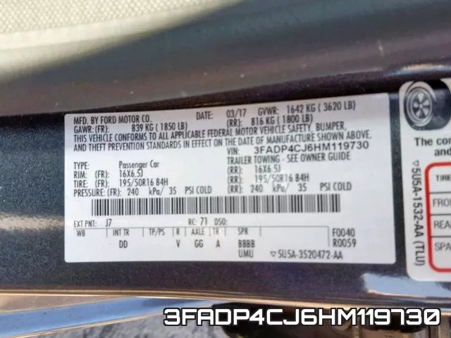 3FADP4CJ6HM119730 фото 2