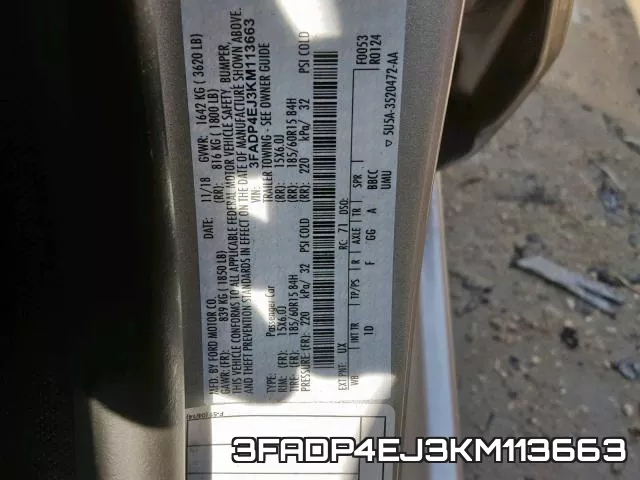 3FADP4EJ3KM113663 фото 2