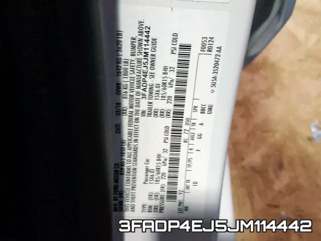 3FADP4EJ5JM114442 фото 2