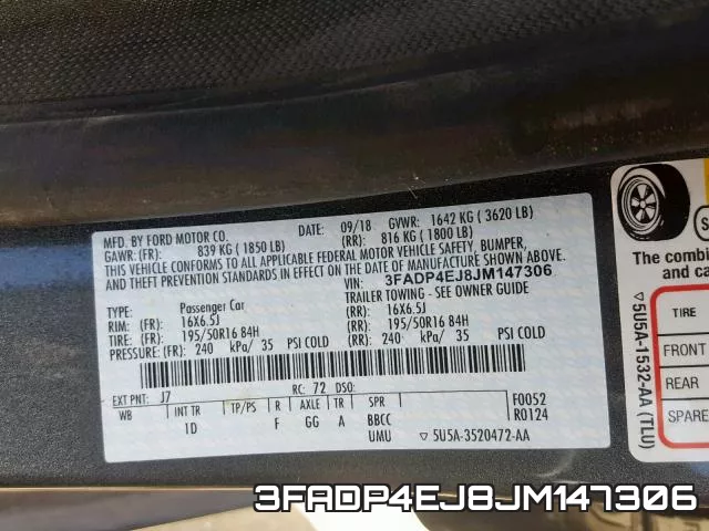 3FADP4EJ8JM147306 фото 2