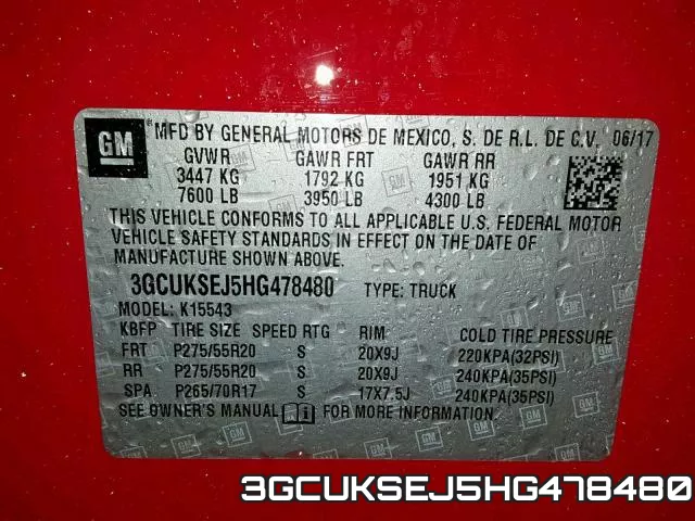 3GCUKSEJ5HG478480 фото 2