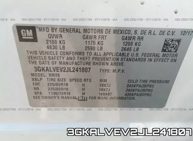 3GKALVEV2JL241807 фото 9
