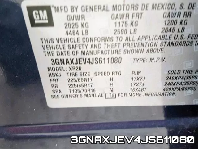 3GNAXJEV4JS611080 фото 2