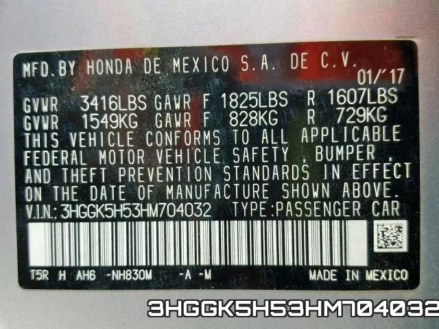 3HGGK5H53HM704032 фото 2