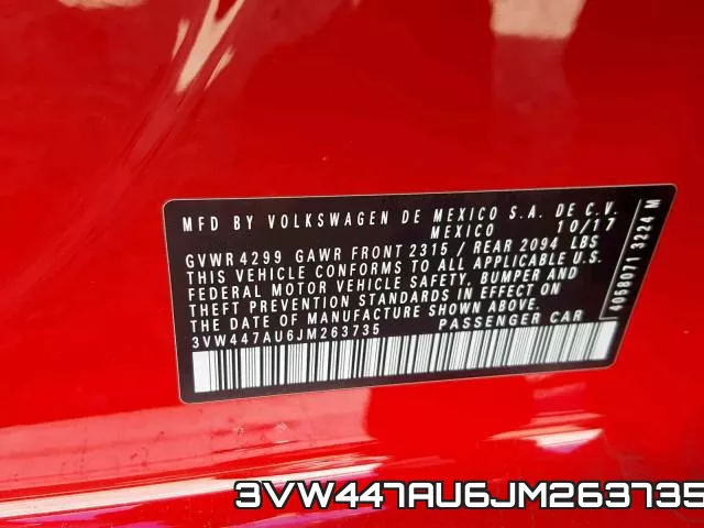 3VW447AU6JM263735 фото 2