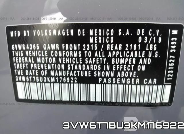 3VW6T7BU3KM176922 фото 9
