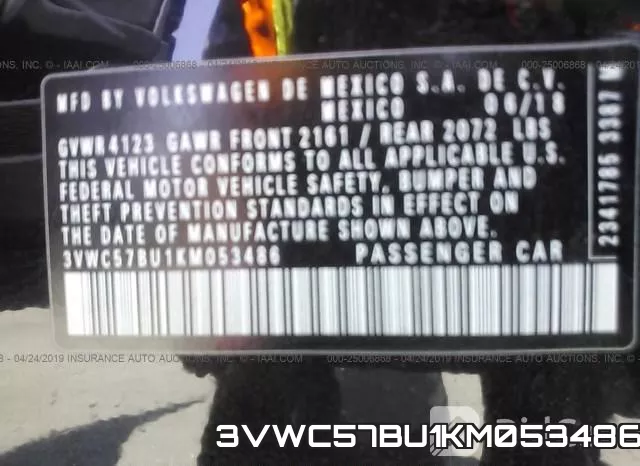 3VWC57BU1KM053486 фото 10