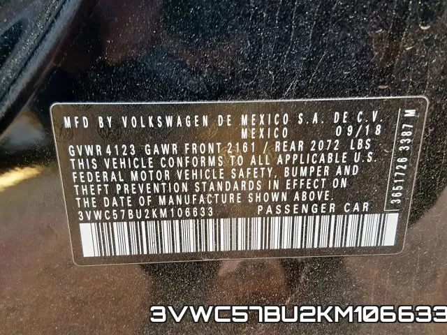 3VWC57BU2KM106633 фото 2