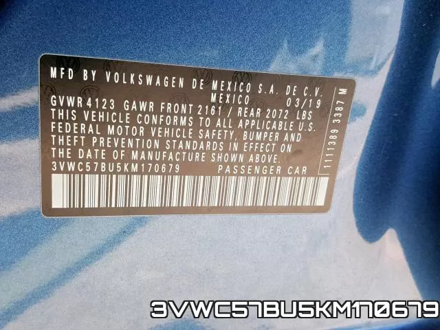3VWC57BU5KM170679 фото 2