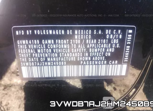 3VWDB7AJ2HM245089 фото 10
