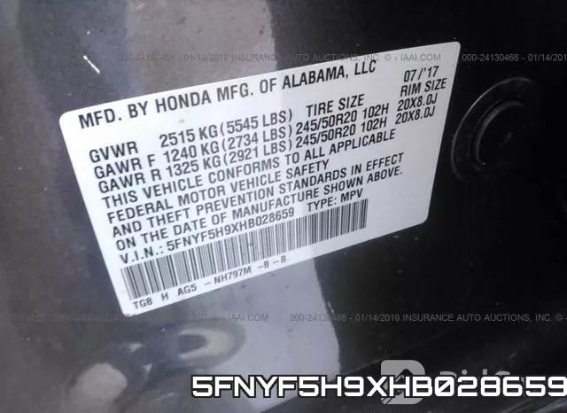 5FNYF5H9XHB028659 фото 10