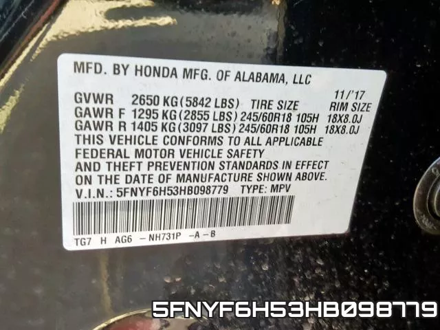 5FNYF6H53HB098779 фото 2