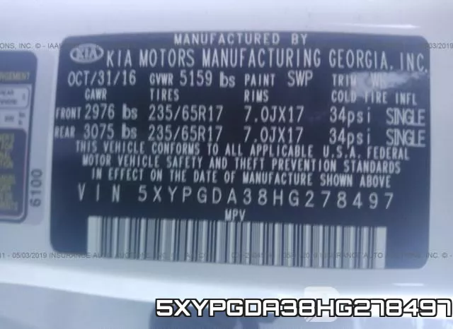 5XYPGDA38HG278497 фото 10