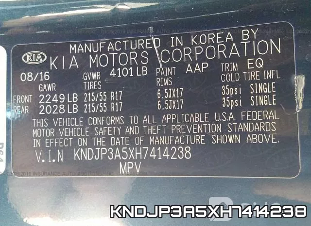 KNDJP3A5XH7414238 фото 10