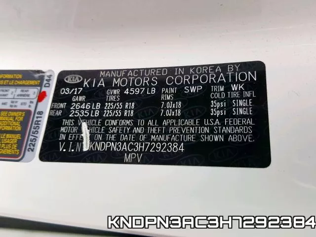 KNDPN3AC3H7292384 фото 2