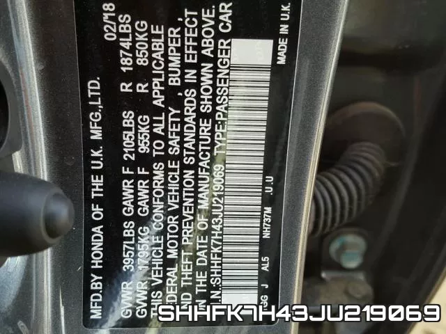 SHHFK7H43JU219069 фото 2