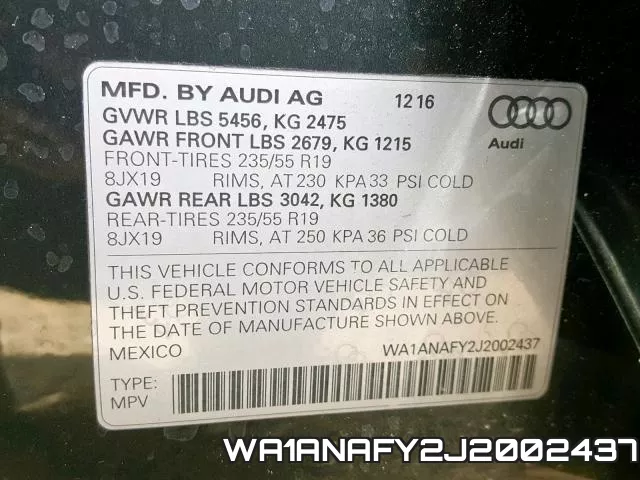WA1ANAFY2J2002437 фото 2