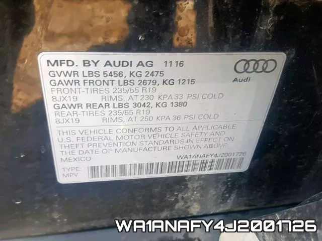 WA1ANAFY4J2001726 фото 2