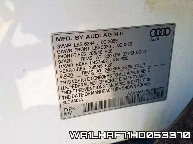 WA1LHAF71HD053370 фото 2
