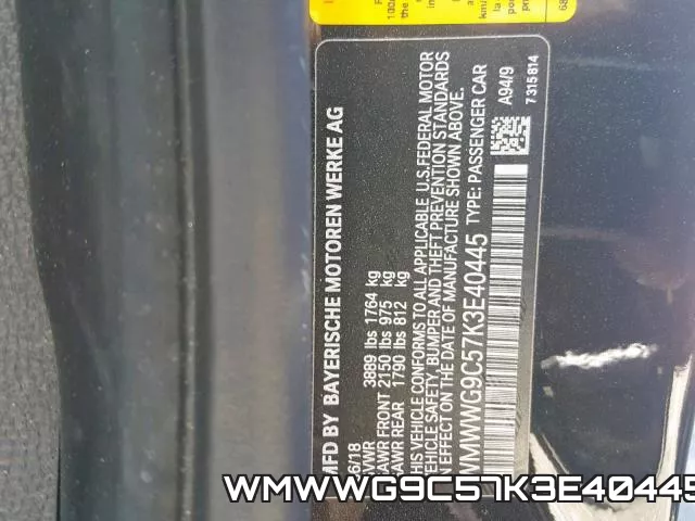 WMWWG9C57K3E40445 фото 2