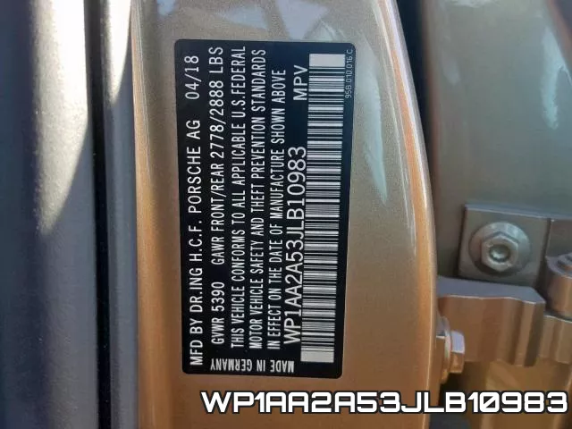 WP1AA2A53JLB10983 фото 2