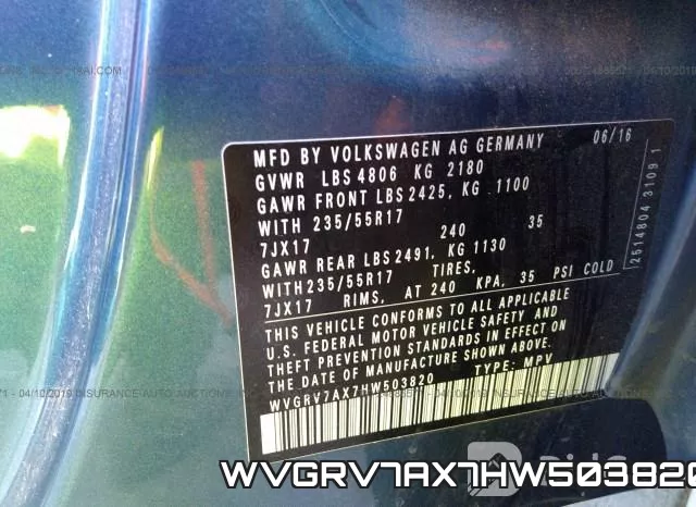 WVGRV7AX7HW503820 фото 10