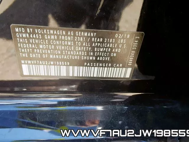 WVWVF7AU2JW198559 фото 2
