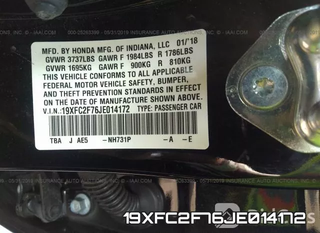 19XFC2F76JE014172 фото 10