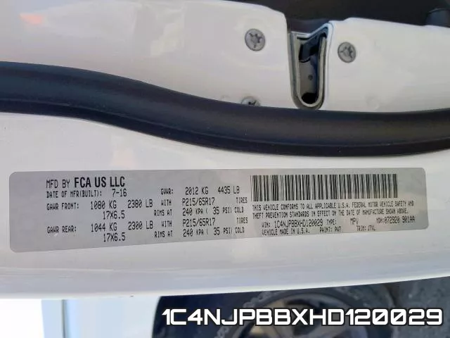 1C4NJPBBXHD120029 фото 2