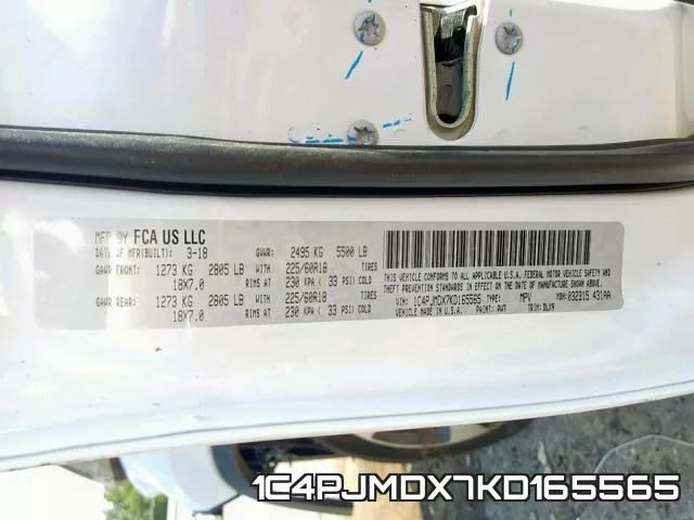 1C4PJMDX7KD165565 фото 2
