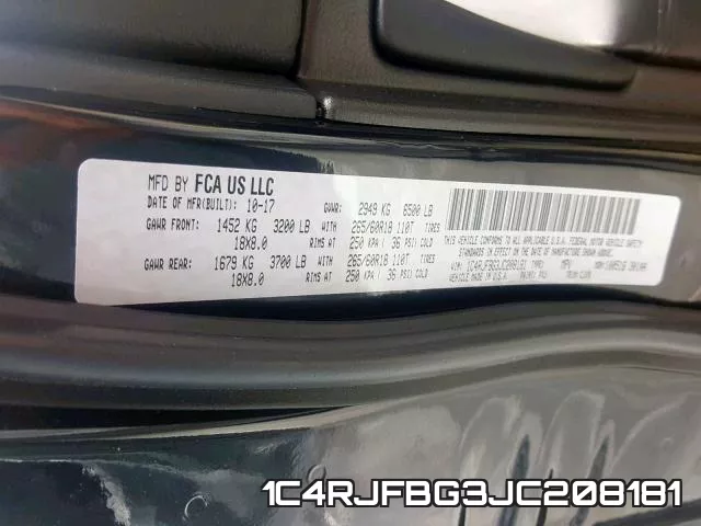 1C4RJFBG3JC208181 фото 2