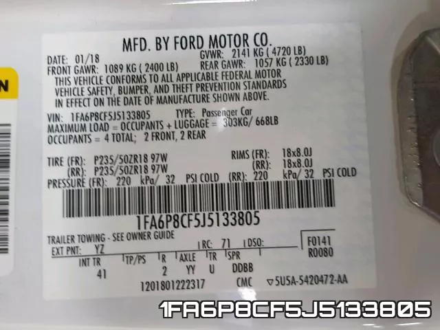 1FA6P8CF5J5133805 фото 2