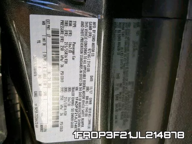 1FADP3F21JL214878 фото 2