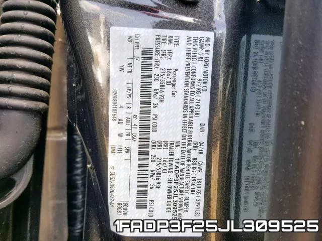 1FADP3F25JL309525 фото 2