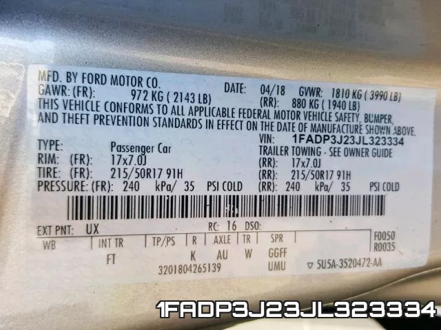 1FADP3J23JL323334 фото 2
