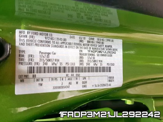 1FADP3M21JL292242 фото 2