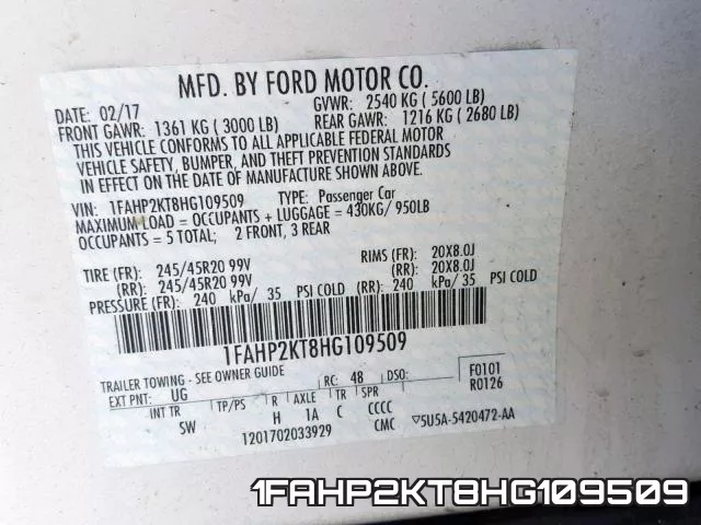 1FAHP2KT8HG109509 фото 2