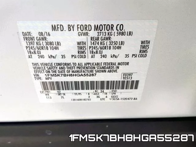 1FM5K7BH8HGA55287 фото 2
