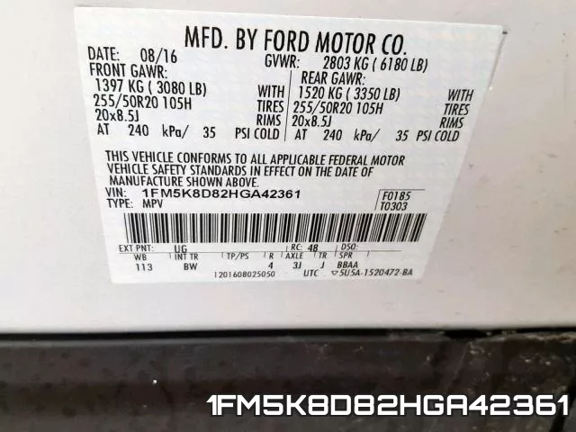 1FM5K8D82HGA42361 фото 2