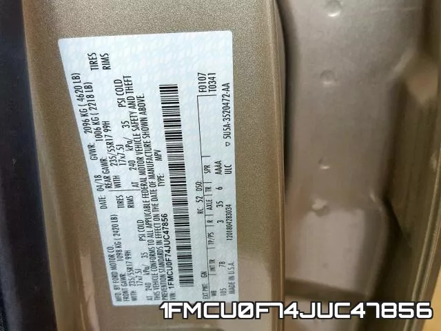 1FMCU0F74JUC47856 фото 2