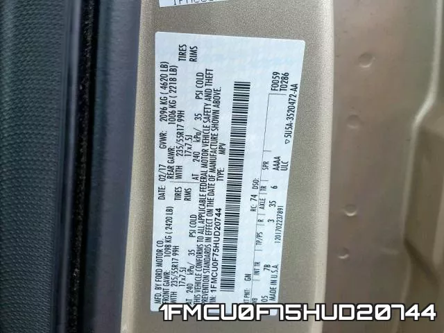 1FMCU0F75HUD20744 фото 2