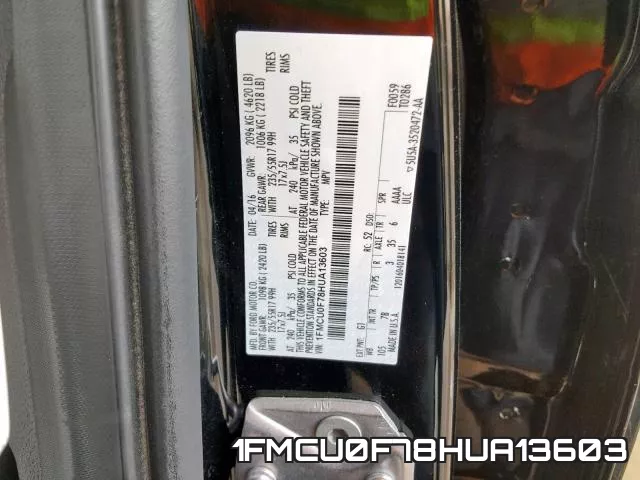 1FMCU0F78HUA13603 фото 2