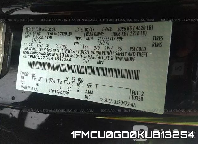 1FMCU0GD0KUB13254 фото 10