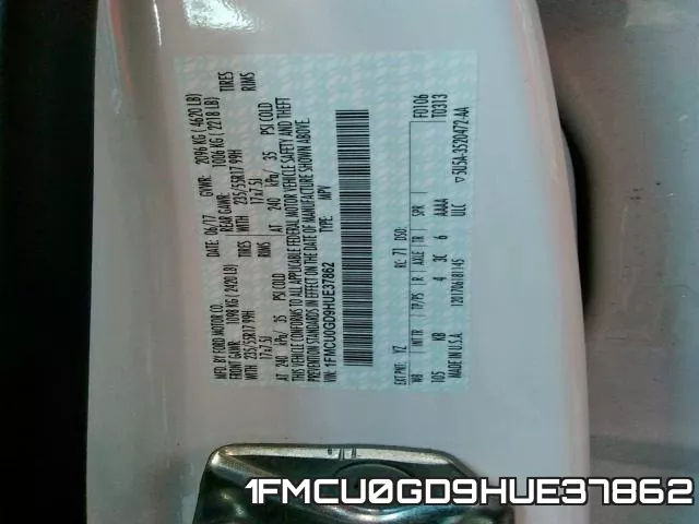 1FMCU0GD9HUE37862 фото 2